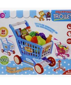 38Pcs Kid Mini Shopping Cart Flexible Wheels Toy Detachable Colorful Trolley Toy