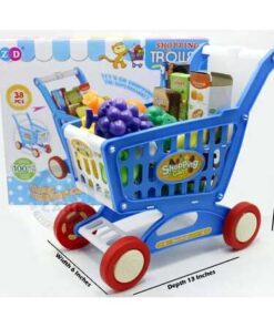 Alternative view of 38Pcs Kid Mini Shopping Cart Flexible Wheels Toy Detachable Colorful Trolley Toy