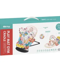 baby bouncer 2 in 1 play mat gym with cradle pink 03