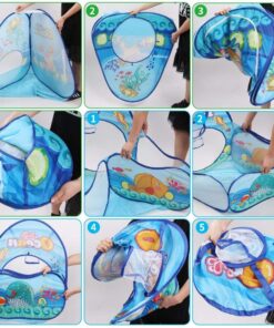 playhood 3 in 1 pop up play tent house with tunnel pool for kids 50 ball ocean theme 05