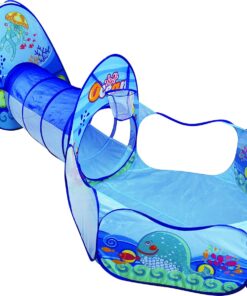 playhood 3 in 1 pop up play tent house with tunnel pool for kids 50 ball ocean theme 06