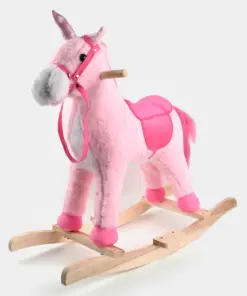 حصان هزاز على شكل وحيد القرن مع صوت - وردي