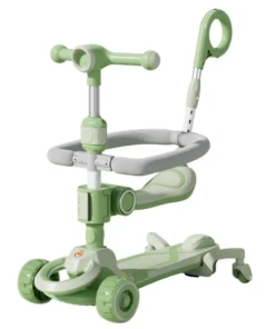 سكوتر للأطفال متعدد الاستخدامات 3 في 1 مع مقعد أمان ومقبض دف