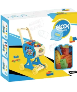 al3aby 89 Block Shopping Cart with Building Bricks - Fun and Educational Toy for Kids