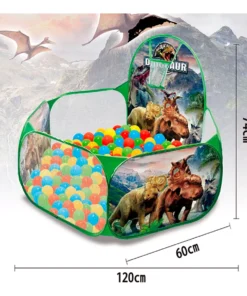 dinosaur ball pit play tent with 100 ocean balls 04