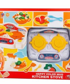 al3aby 104 Happy Color Mud Kitchen Stove – Interactive 2-Burner Cooking & Modeling Set