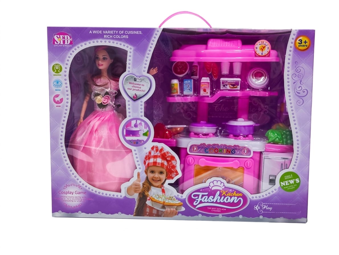 Fashion Kitchen Deluxe Playset: 2-in-1 Doll & Interactive Cooking Station 1 Fashion Kitchen Deluxe Playset: 2-in-1 Doll & Interactive Cooking Station