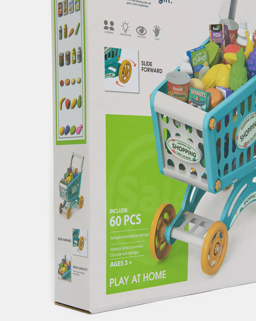 Market Shopping Cart Toy Set - 60 Pcs Grocery & Supermarket Playset - Image 2