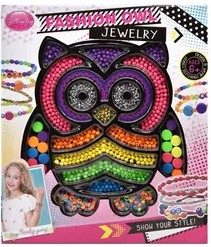 al3aby 70 Fashion Owl Deluxe Jewelry Kit – Rainbow Bead Organizer with Letter & Alphabet Charms