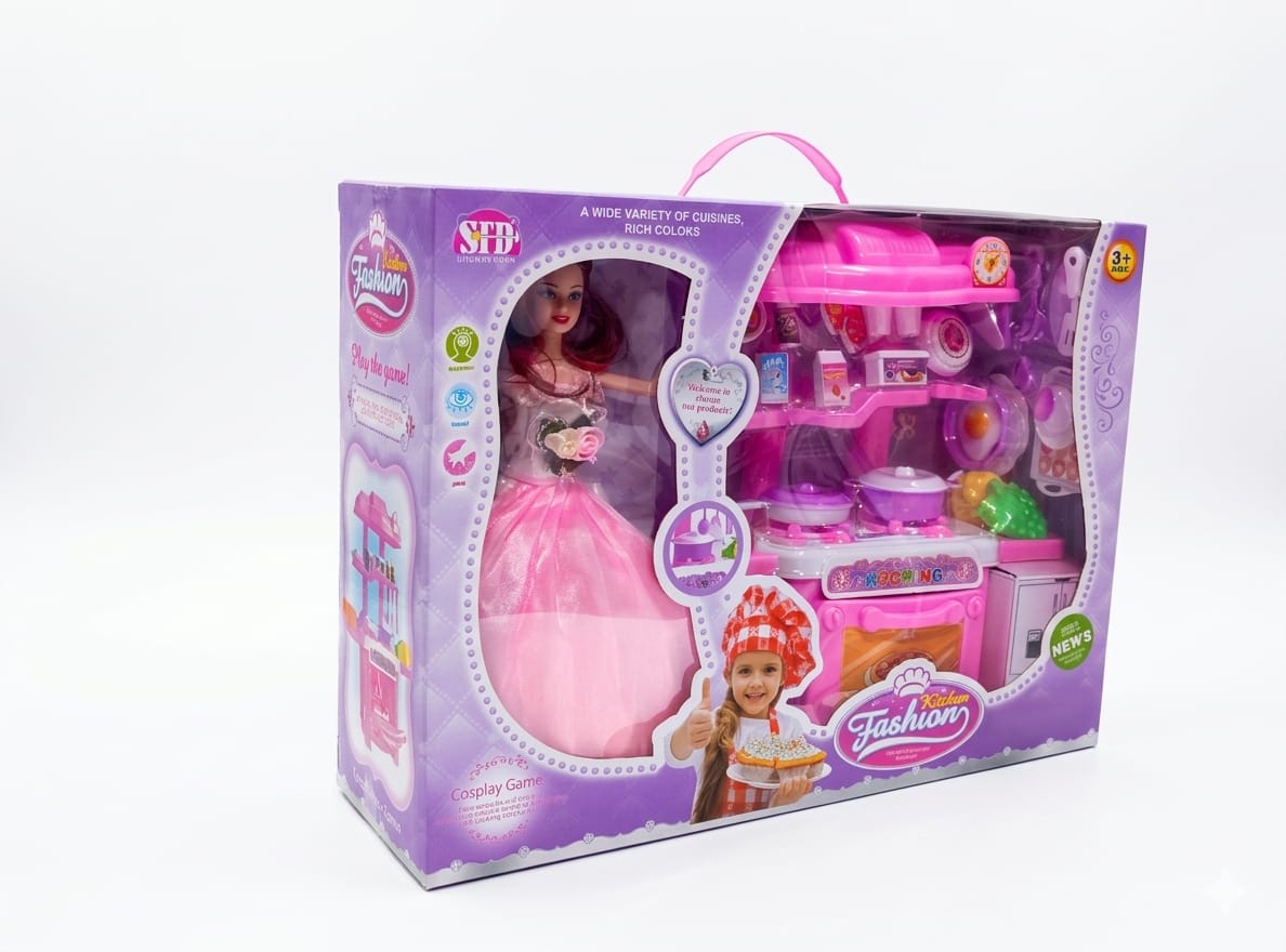 Fashion Kitchen Deluxe Playset: 2-in-1 Doll & Interactive Cooking Station 4 Fashion Kitchen Deluxe Playset: 2-in-1 Doll & Interactive Cooking Station - Image 4