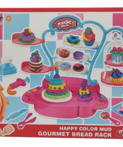 al3aby 100 Happy Color Mud Gourmet Bread Rack – Deluxe 3-Tier Pastry Display & Bakery Play Set