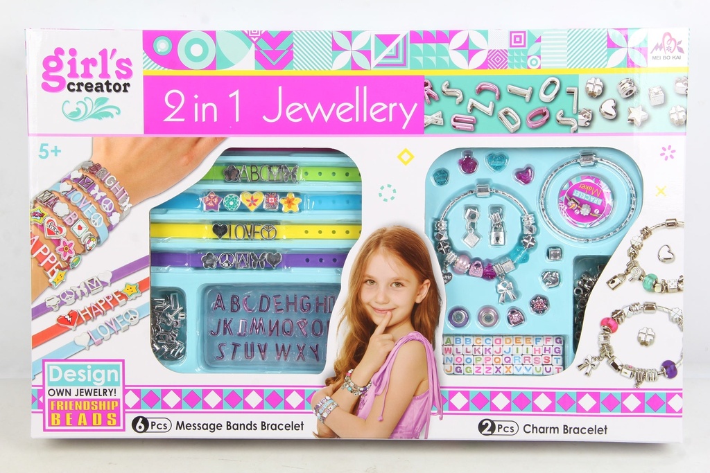 Girl's Creator 2 in 1 Jewellery Box Set - Message Bands & Charm Bracelets (Model MBK-339) 1 Girl's Creator 2 in 1 Jewellery Box Set - Message Bands & Charm Bracelets (Model MBK-339)