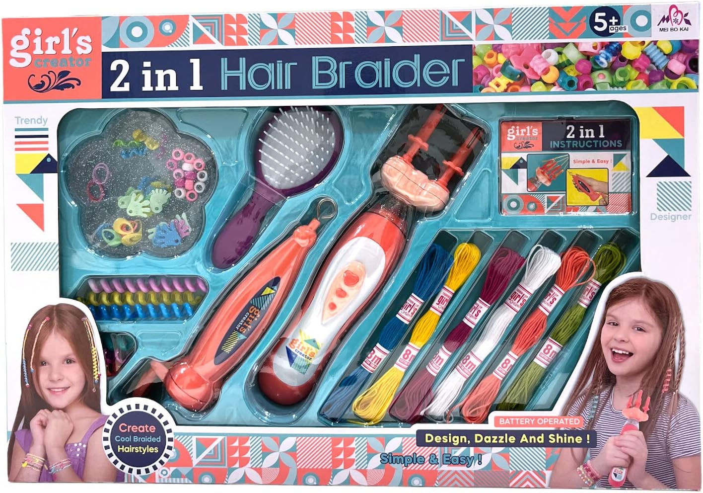 Girl's Creator 2 in 1 Hair Braider and Styling Set 1 Girl's Creator 2 in 1 Hair Braider and Styling Set