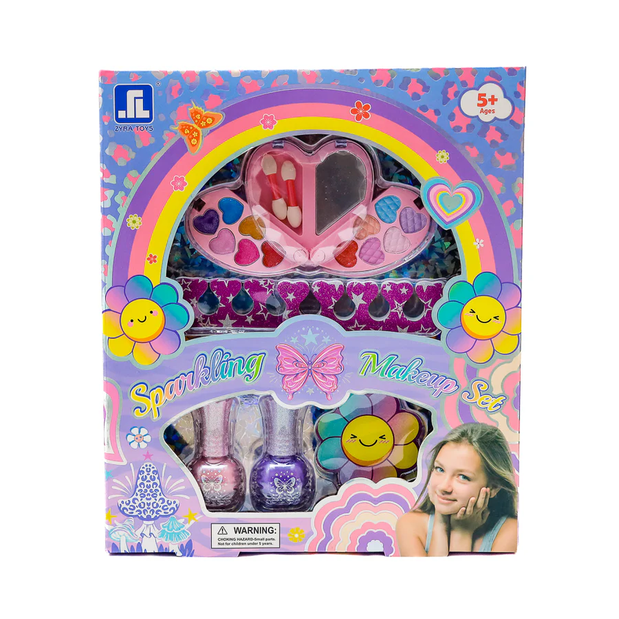 Zyra Toys Sparkling Makeup Set - Heart & Butterfly Glamour Kit for Kids 1 Zyra Toys Sparkling Makeup Set - Heart & Butterfly Glamour Kit for Kids
