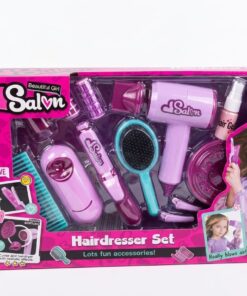 al3aby 74 Beautiful Girl Salon: Hairdresser Set – Interactive Styling Kit with Realistic Air-Blowing Dryer