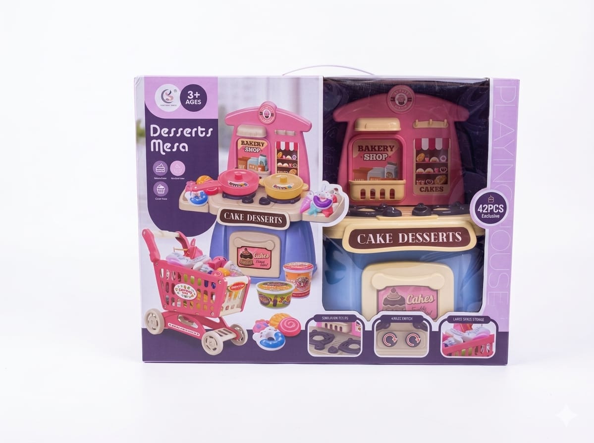 Desserts Mesa - 42 Pcs Kids Bakery & Shopping Cart Playset 1 Desserts Mesa - 42 Pcs Kids Bakery & Shopping Cart Playset