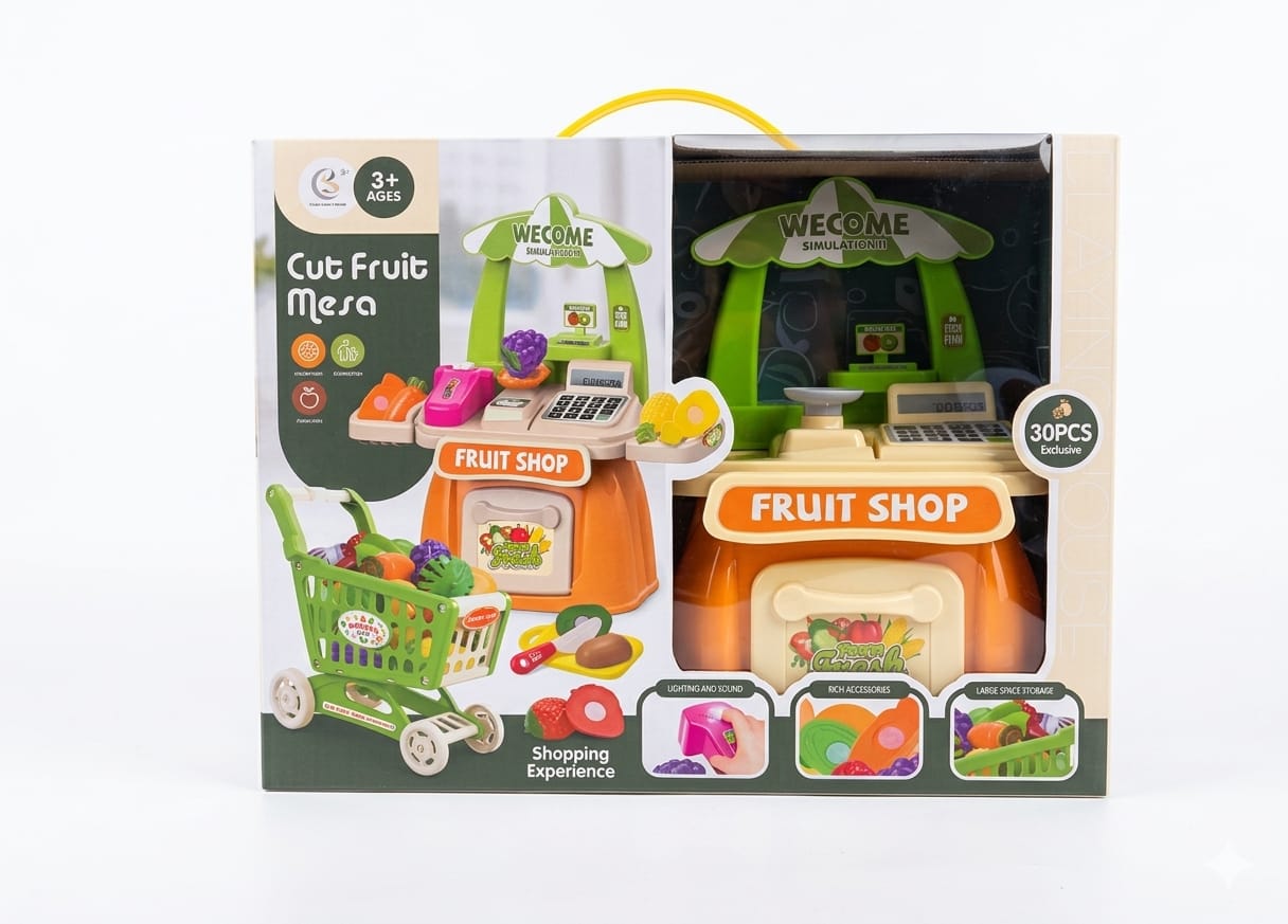 Cut Fruit Mesa: 30-Piece Interactive Fruit Shop & Shopping Cart Playset 1 Cut Fruit Mesa: 30-Piece Interactive Fruit Shop & Shopping Cart Playset