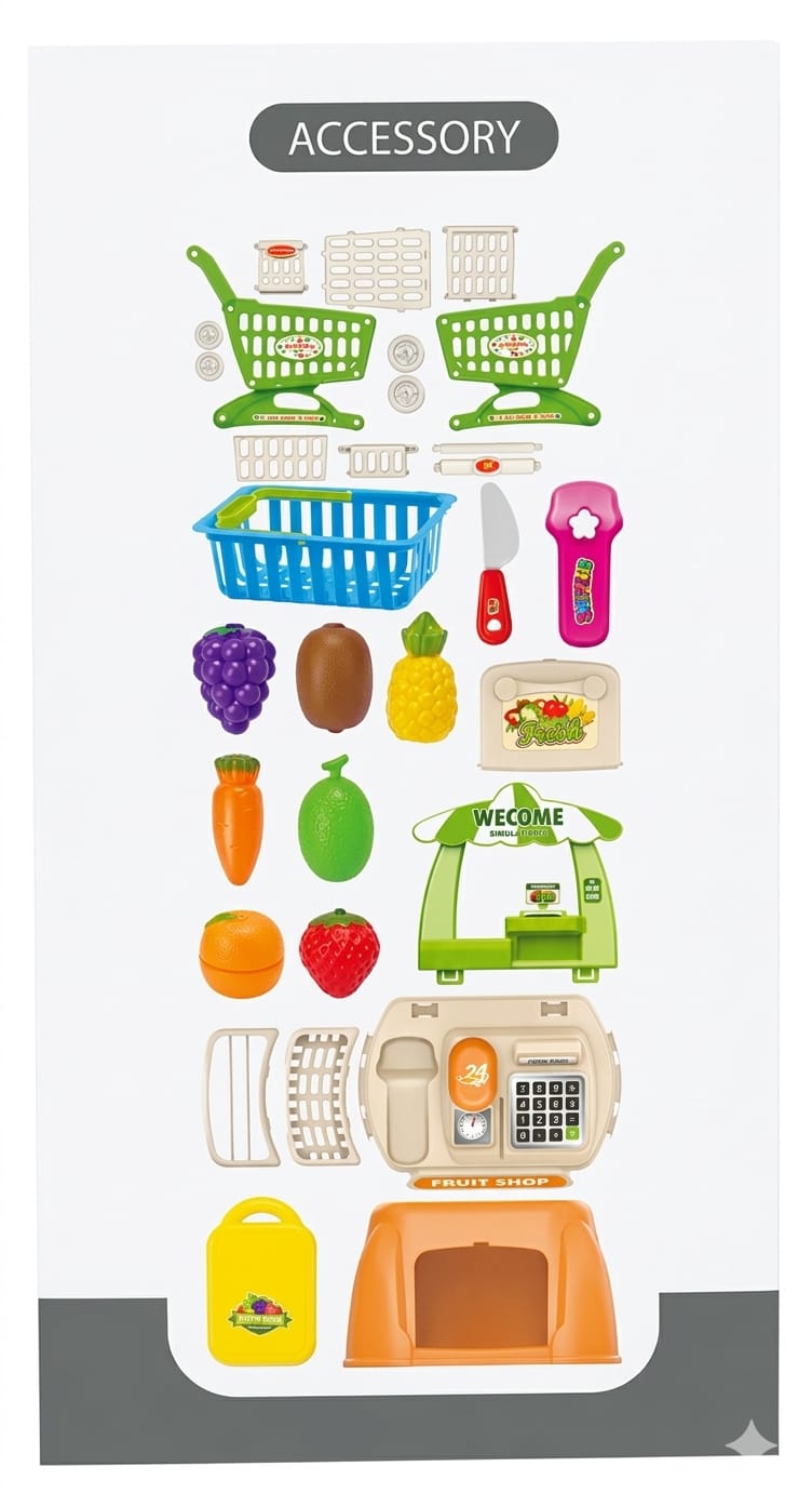 Cut Fruit Mesa: 30-Piece Interactive Fruit Shop & Shopping Cart Playset 2 Cut Fruit Mesa: 30-Piece Interactive Fruit Shop & Shopping Cart Playset - Image 2