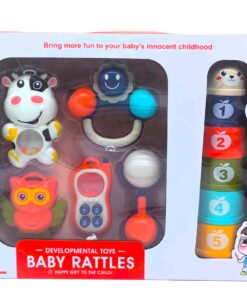 Ultimate Newborn Developmental Set: Animal Rattles & Numbered Stacking Cups