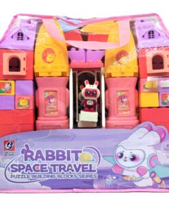 Cheng You Toys 81-Piece Rabbit Space Travel Puzzle Blocks – Pink Tote Bag Set