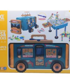 CXL 2-in-1 Multifunctional STEM Building Bus & Play Table Set (260+ Pieces)