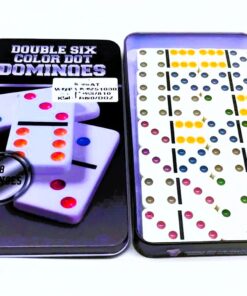 Double Six Color Dot Dominoes Set (28 Pieces) in Collector's Tin