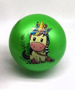 Bright Green Kids' Bouncing Play Ball with Cute Unicorn Graphic