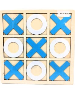 Classic Wooden Tic-Tac-Toe Board Game (Blue & White)