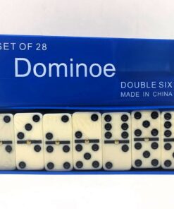 Classic Double Six Dominoes Set with Brass Spinners (28 Pieces)