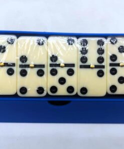 Alternative view of Classic Double Six Dominoes Set with Brass Spinners (28 Pieces)