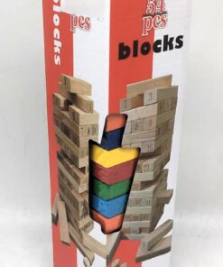 "54 Pcs Blocks" Wooden Tumbling Tower Game with Numbers & Dice