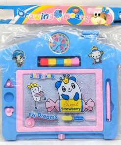 "Playhouse" Magnetic Drawing Board with Learning Clock & Math Blocks