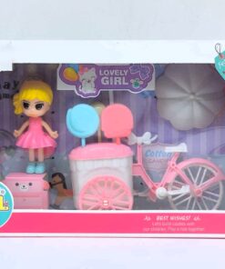 Cute Girl "Lovely Princess" Mini Doll & Cotton Candy Cart Playset