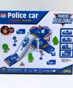 Build-Your-Own Parking Building Track Playset (Police & Formula Styles)