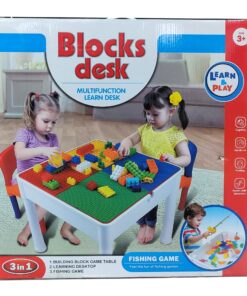 3-in-1 Multifunctional Blocks Desk & Learning Activity Table Set