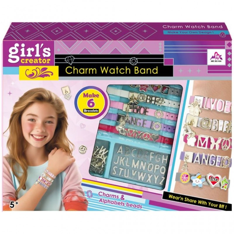 Girl’s Creator: Charm Watch Band DIY Kit – Make 6 Custom Alphabet Bracelets