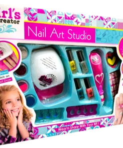Girl's Creator Nail Art Studio with Powered Glitter Pen and Nail Dryer (Deluxe Mei Bo Kai Set)