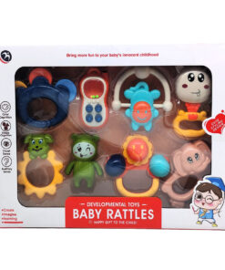 Developmental Baby Rattles Sensory Deluxe Set – 8-Piece Infant Teether, Grab Toy & Activity Shaker Mega Gift Pack with Simulation Telephone & Textured Animals