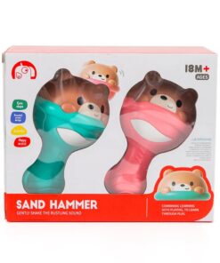Cute Bear Sensory Sand Hammer Maracas Pack – 2-Piece Early Childhood Percussion Rattle Set with Scientific Grip Handle, Rustling Sound Core, & Rounded Safety Edges