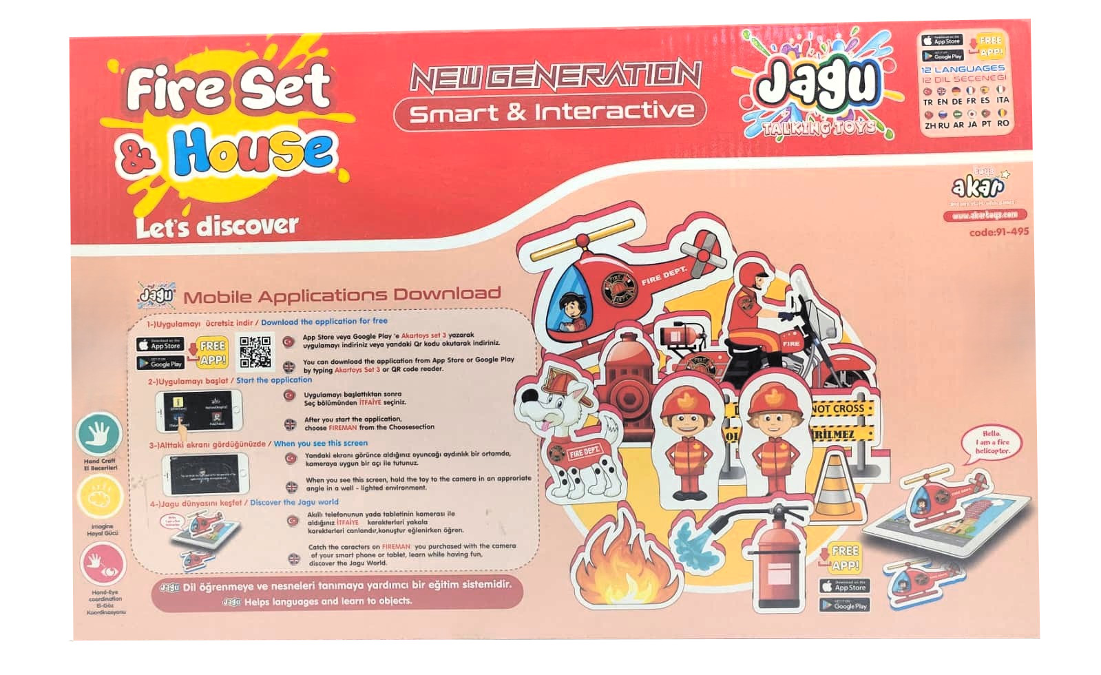 Jagu Smart & Interactive Fire Set & House – 3D Wood Craft Fire Station with Augmented Reality Talking App, Helicopter & Action Figures 3 Jagu Smart & Interactive Fire Set & House – 3D Wood Craft Fire Station with Augmented Reality Talking App, Helicopter & Action Figures - Image 3