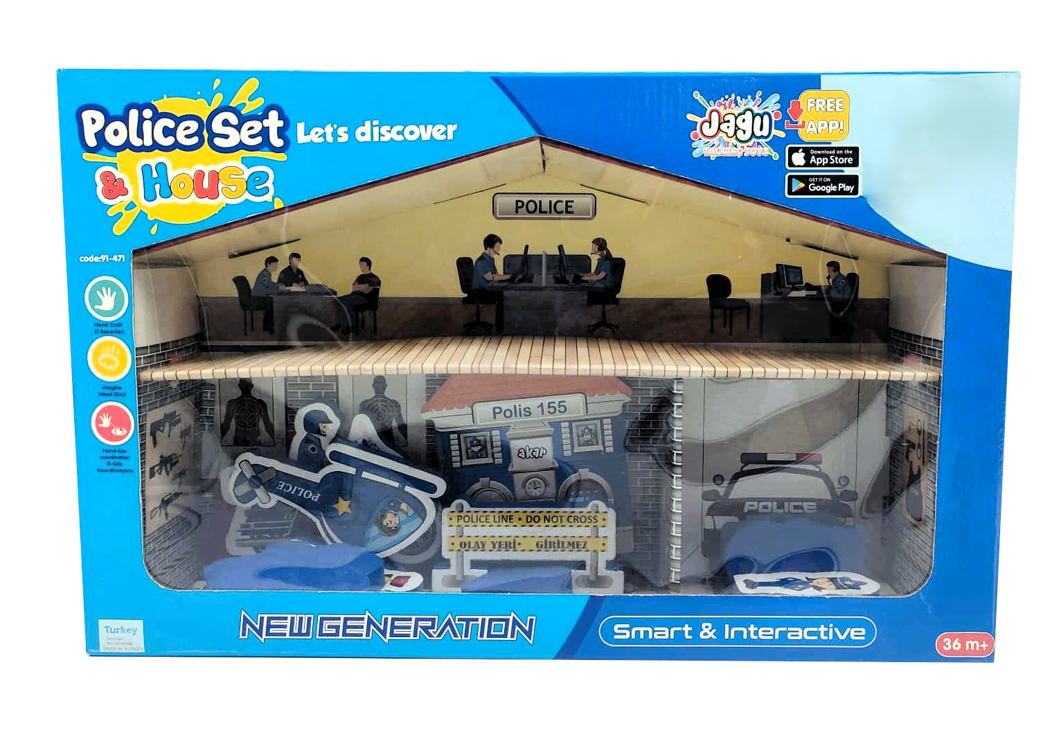 Jagu Smart & Interactive Police Set & House – 3D Wood Craft Dollhouse with Augmented Reality Talking App, Helicopter & Action Figures 1 Jagu Smart & Interactive Police Set & House – 3D Wood Craft Dollhouse with Augmented Reality Talking App, Helicopter & Action Figures