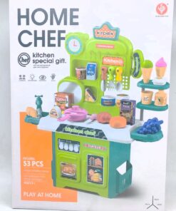 Home Chef Special Gift Kitchen Playset – 53 PCS Interactive Toddler Cooking Station with Pretend Oven, Sink Tap & Multi-Tier Dessert Shelves