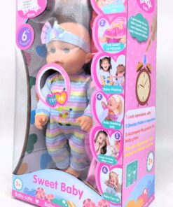 Alternative view of Sweet Baby 6-Function Interactive Nurturing Doll – Rainbow Stripe Jumpsuit Set with "Drinks & Pees" Realistic Care Simulation, Potty Tableware & Sound Core
