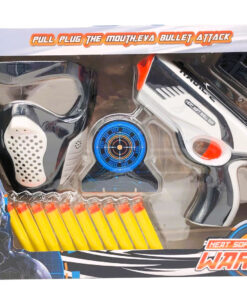 Ravil-Z Heat Soft Space Gun Warfare Battle Set – Futuristic Toy Pistol with Tactical Soldier Mask, Standalone Target & 10 EVA Soft Shell Darts