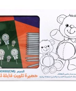 Fantastic Color Washable Magic Doodle Mat (Teddy Bear Numbers Edition) – Large 80x60cm Reusable Educational Coloring Canvas with 6 Water-Based Markers