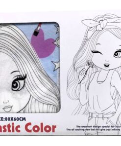 Fantastic Color Washable Magic Doodle Mat – Large 80x60cm Reusable Coloring Fabric Blanket with Fashion Girl Designs & 6 Vibrant Water-Based Recyclable Markers
