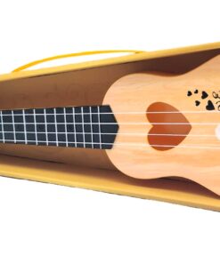 Little Learner Educational Toy Ukulele – Four-String Acoustic Guitar for Kids with Heart Soundhole, Tuning Pegs & Guitar Pick
