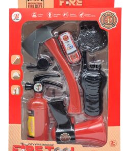 City Fire-Rescue Simulated Fire Tools Kit – 7-Piece Hero Roleplay Set with Fire Extinguisher, Megaphone, Fire Chief Badge, Axe & Rescue Car