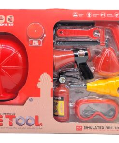 City Fire-Rescue Super Deluxe 12-Piece Mega Station Loadout – Wearable Fire Chief Helmet, Mechanical Power Drill, Toy Chainsaw, Extinguisher, Megaphone & Commander Fleet