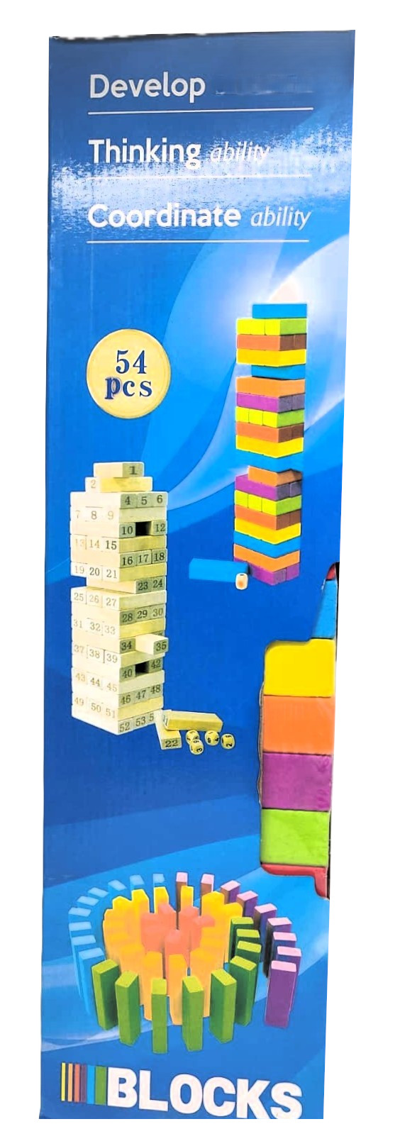 Premium 54-Piece Wooden Color Building Blocks – Classic 3-in-1 Tumbling Tower, Domino Cascade, and Number Math Game for Family Game Night 3 Premium 54-Piece Wooden Color Building Blocks – Classic 3-in-1 Tumbling Tower, Domino Cascade, and Number Math Game for Family Game Night - Image 3